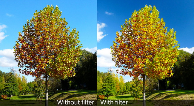 polarizer filter - رنگ آسمان